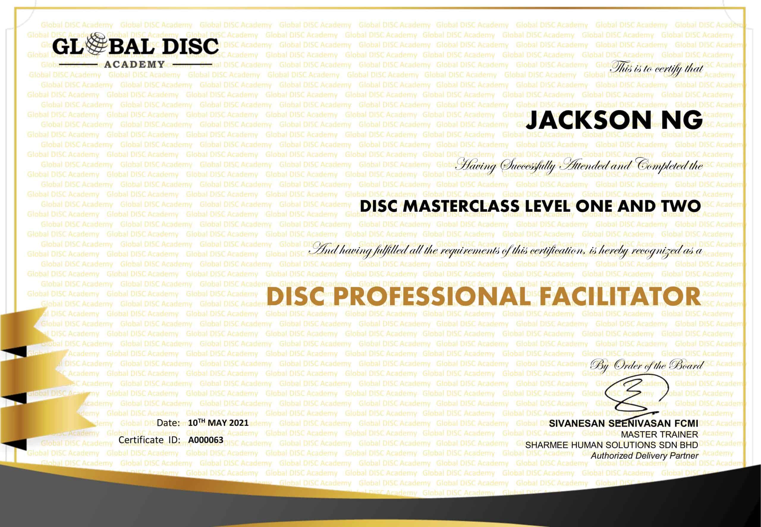 About Jackson Ng - Certificate - A000063 L2-02 JACKSON NG