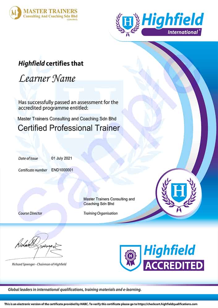 Certified Professional Trainer - Highfield International